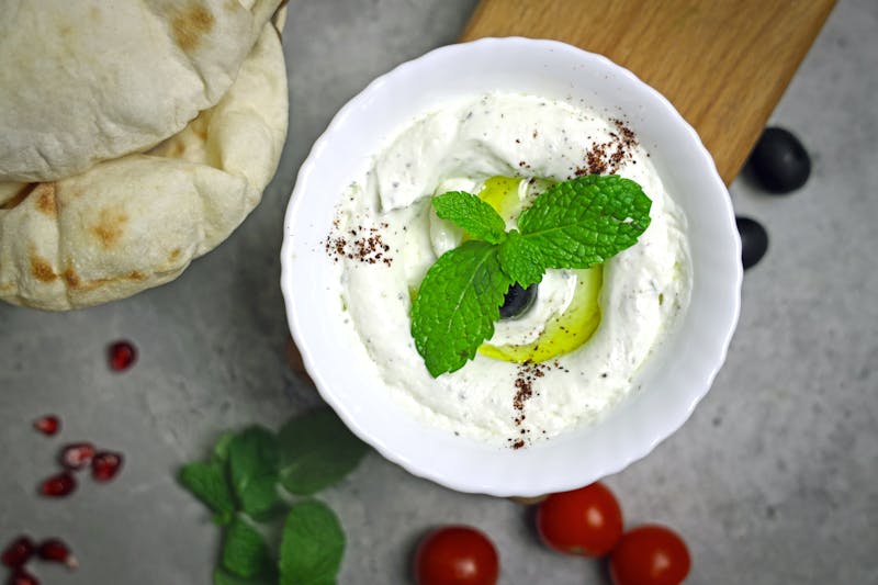 Whipped ricotta dip with focaccia and olive oil