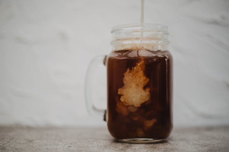 Cold brew coffee with ice in a glass